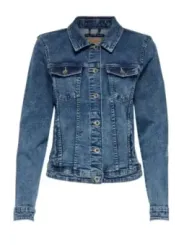 Blaue Damenjeansjacke mit Knöpfen