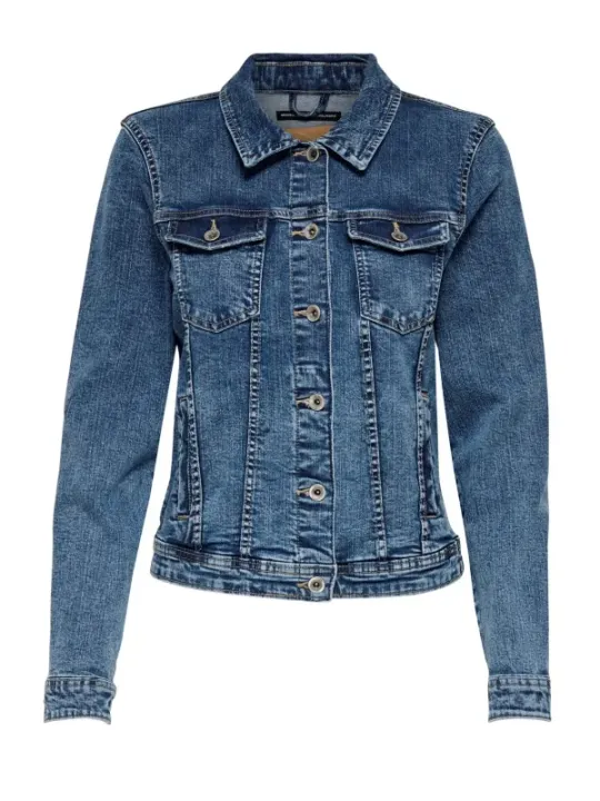 Blaue Damenjeansjacke mit Knöpfen