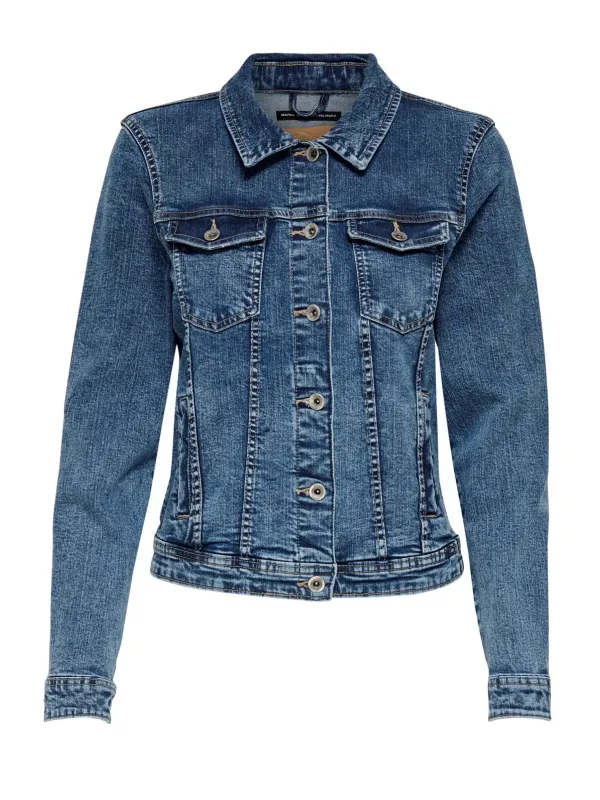 Blaue Damenjeansjacke mit Knöpfen