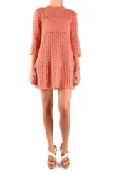 "Elisabetta Franchi Kleider im Sale | Elisabetta Franchi Damenkleid aus 100% Baumwolle – Langarm, Rundhals, Orange – Perfekt für Frühling/Sommer online kaufen"|Planet-Deluxe