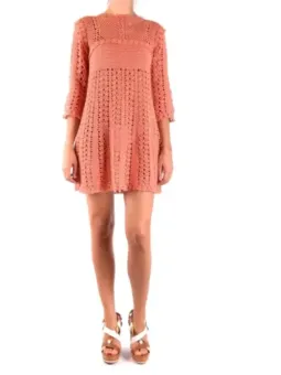 Elisabetta Franchi Damenkleid – Baumwolle, Orange, Frühling/Sommer