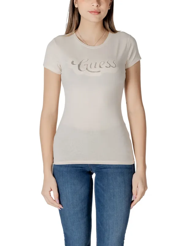 Guess Logo Beige Damen T-Shirt Guess Logo Beige Damen T-Shirt