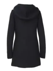 Schwarzer Kapuzenmantel aus Fleece