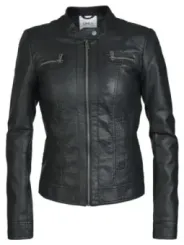 Dunkle Lederjacke mit Reißverschlüssen