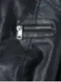 Schwarze Lederjacke mit Silber-Reißverschluss