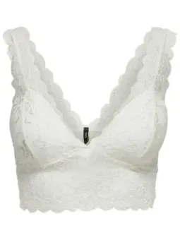 Weißes Spitzen-Bralette mit V-Ausschnitt