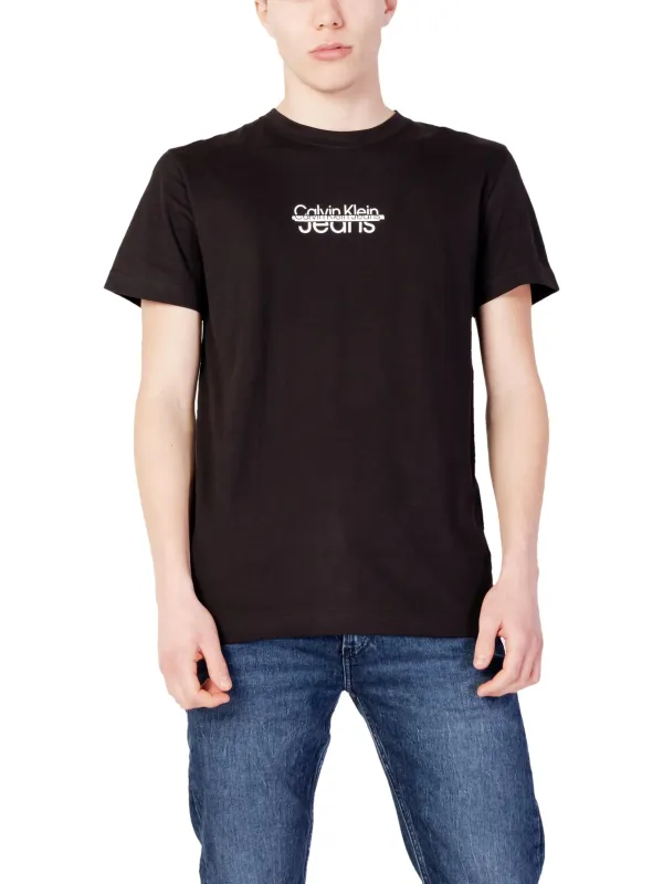 "Calvin Klein Jeans T-Shirts im Sale | Calvin Klein Herren TShirt Schwarz Druck Kurzarm online kaufen"|Planet-Deluxe