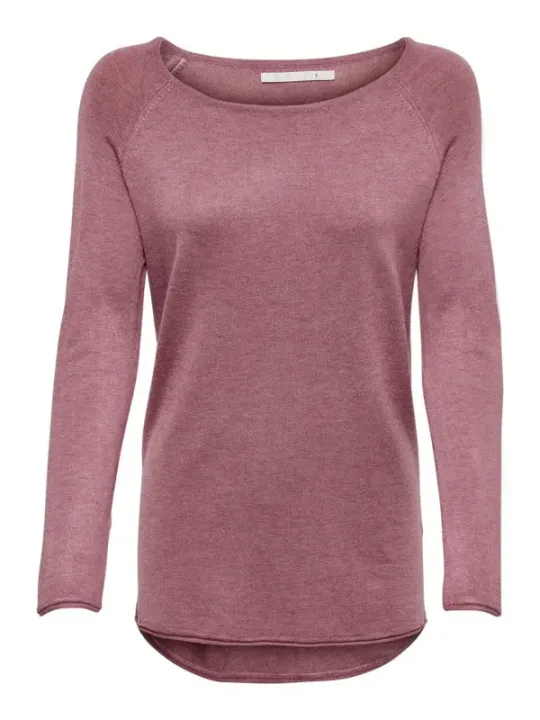 Mauve strukturierter Strickkurzpullover