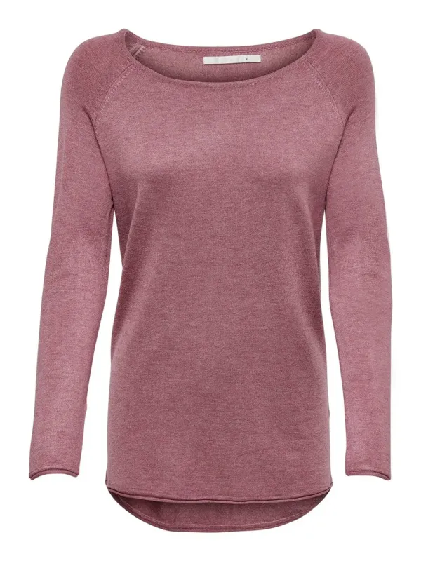 Mauve strukturierter Strickkurzpullover