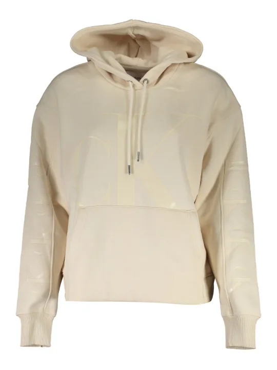 "Calvin Klein Sweatshirts im Sale | Calvin Klein Beiges Kapuzen-Sweatshirt mit Logo und Tasche online kaufen"|Planet-Deluxe