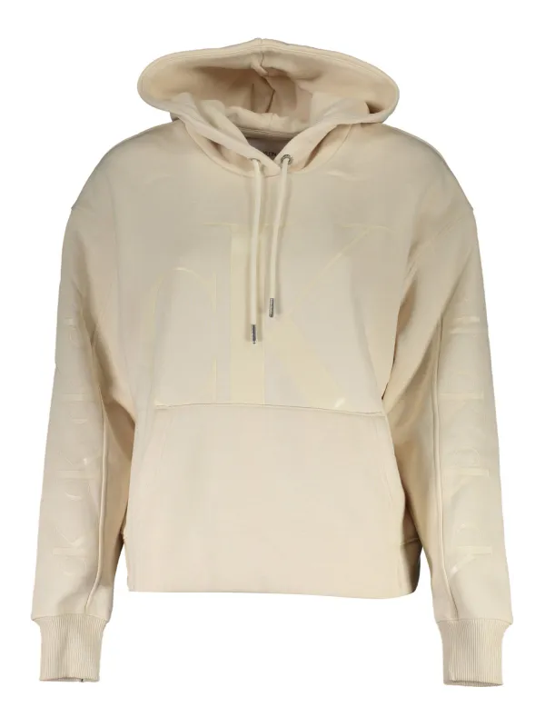 "Calvin Klein Sweatshirts im Sale | Calvin Klein Beiges Kapuzen-Sweatshirt mit Logo und Tasche online kaufen"|Planet-Deluxe