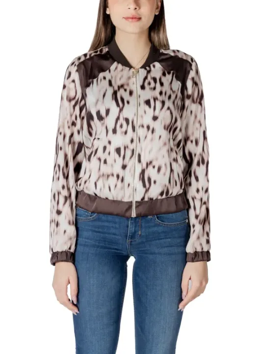Weiße Bomberjacke mit Animalprint