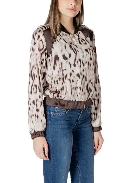cremefarbene Bomberjacke mit abstraktem Muster
