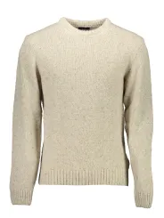 Beiger GANT Langarmpullover mit Logo und Rundhalsausschnitt