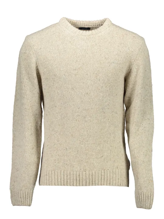 Beiger GANT Langarmpullover mit Logo und Rundhalsausschnitt