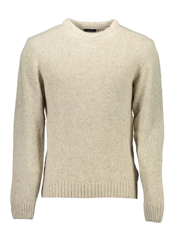 Beiger GANT Langarmpullover mit Logo und Rundhalsausschnitt
