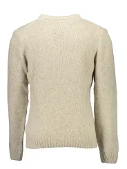 Beiger GANT Langarmpullover mit Logo und Rundhalsausschnitt