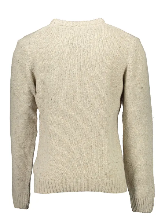 Beiger GANT Langarmpullover mit Logo und Rundhalsausschnitt