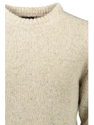 Beiger GANT Langarmpullover mit Logo und Rundhalsausschnitt