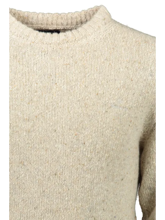 Beiger GANT Langarmpullover mit Logo und Rundhalsausschnitt