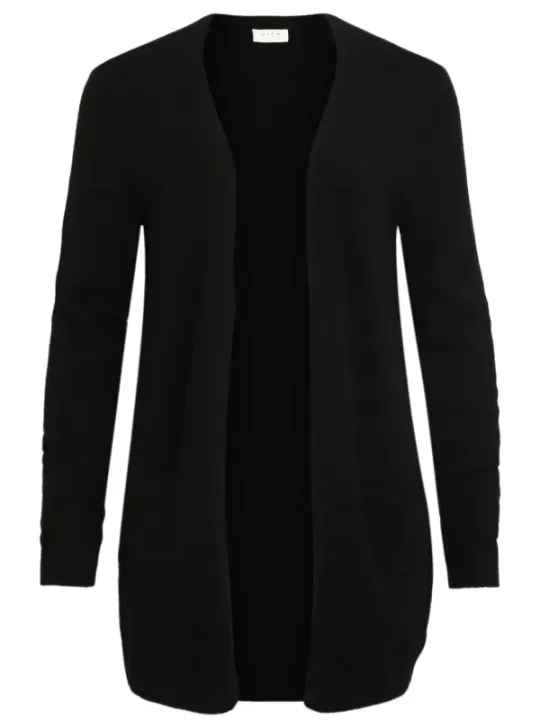 Schwarze Vila V-Ausschnitt Strickjacke