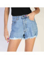Fransige Denim-Shorts blau pose