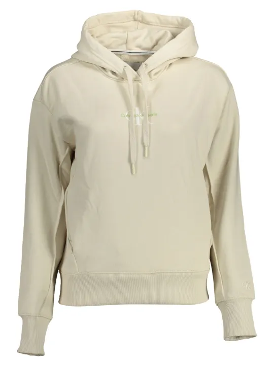 "Calvin Klein Sweatshirts im Sale | Calvin Klein Kapuzensweatshirt Beige mit Taschen und Logo online kaufen"|Planet-Deluxe