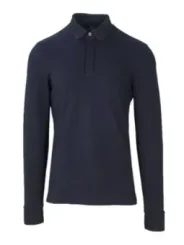 Dunkles blaues Langarm-Poloshirt