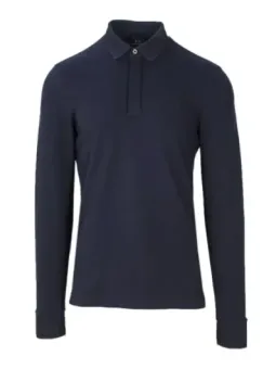 Dunkles blaues Langarm-Poloshirt