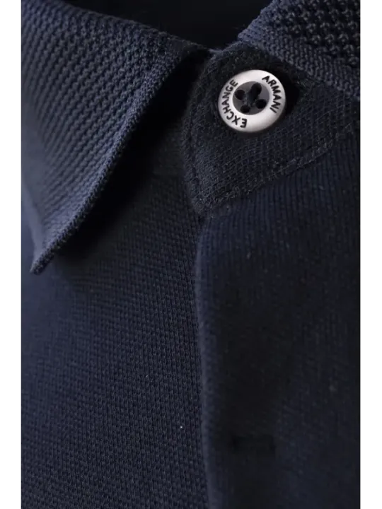 Armani Exchange blaues Mesh Poloshirt