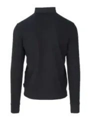 Schwarzer Rollkragenpullover mit Mesh-Textur