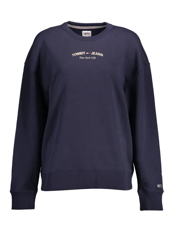 "Tommy Hilfiger Rundhals Sweatshirt Blau - Stickerei-Detail"