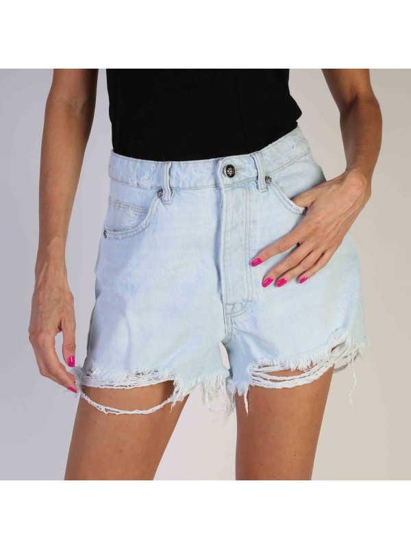 Blaue Jeans Shorts mit Fransen Blaue Jeans Shorts mit Fransen
