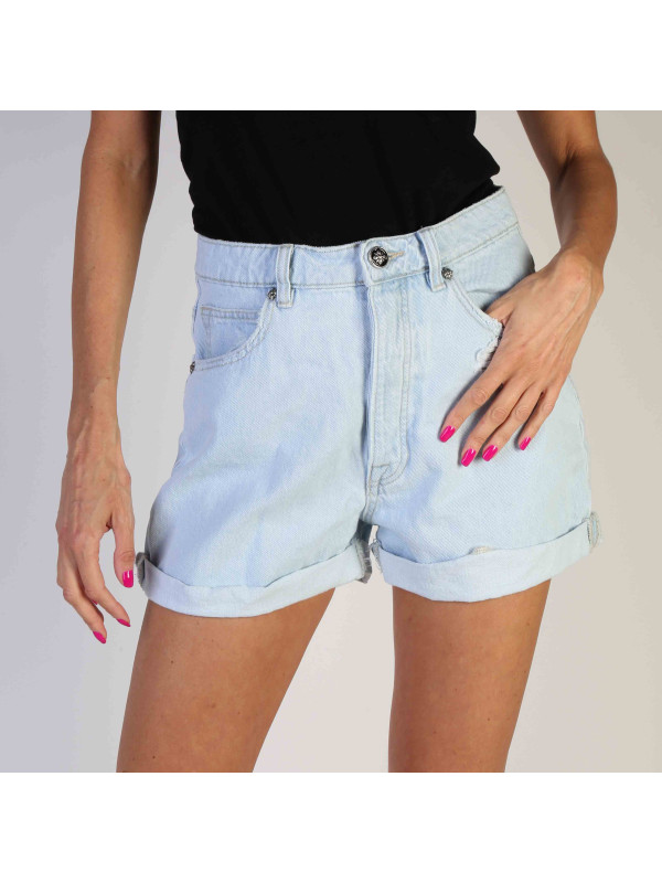 Blaue Denim-Shorts, hoch tailliert Blaue Denim-Shorts, hoch tailliert