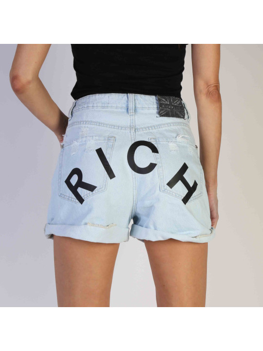 Blaue Denim Shorts mit RICH Aufdruck