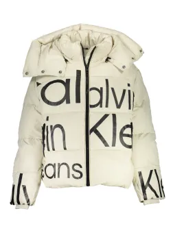 Calvin Klein Beige Jacke mit Abnehmbarer Kapuze