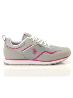 Graue Damen-Sneakers mit Pinkem Akzent