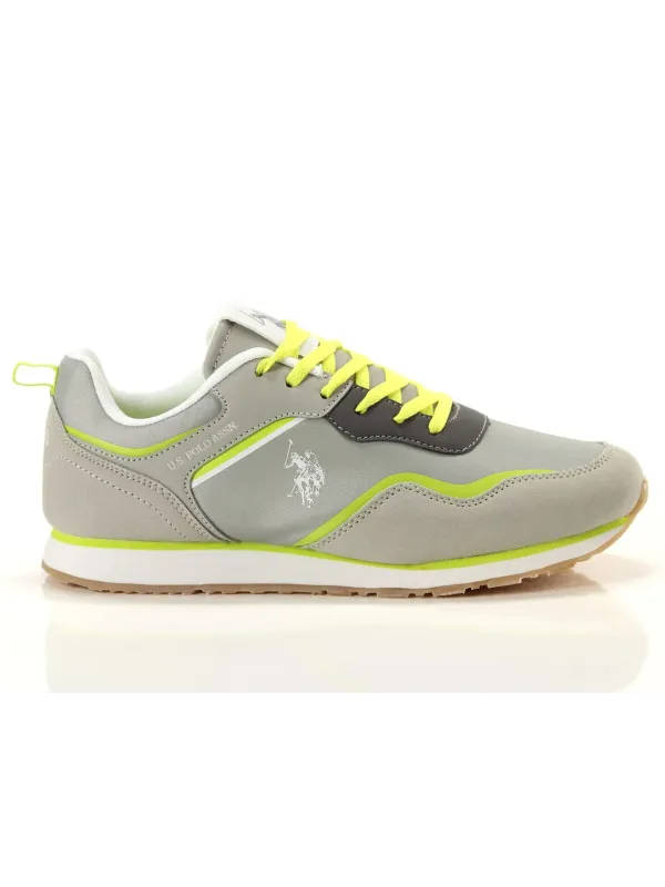 Graue Sneakers mit Neonakzenten