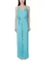 Hellerblauer V-Ausschnitt Spaghetti-Jumpsuit mit Gürtel