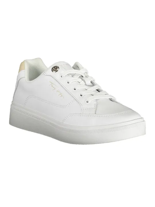 "Tommy Hilfiger Sneakers im Sale | Recycelte Tommy Hilfiger Sneakers mit Kontrast und Logo online kaufen"|Planet-Deluxe
