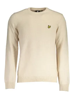 Beiger Rundhals-Pullover mit Logo – Langer Arm, Stilvoll