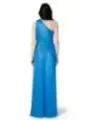 Blauer Seiden-Abendkleid mit Schleife