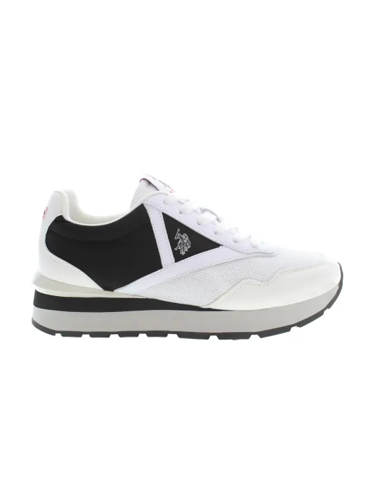 "U.S. POLO BEST PRICE Sneakers im Sale | US Polo Schnür-Sneaker Kontrastdetails Weiß-Schwarz online kaufen"|Planet-Deluxe
