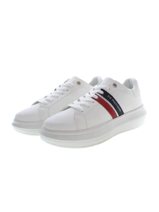 "U.S. POLO BEST PRICE Sneakers im Sale | U.S. Polo Schnürsneaker mit Kontrast und Logo, Weiß online kaufen"|Planet-Deluxe