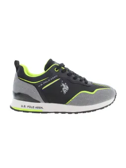 US Polo Schnürsneaker Schwarz Grau mit Kontrastdetails