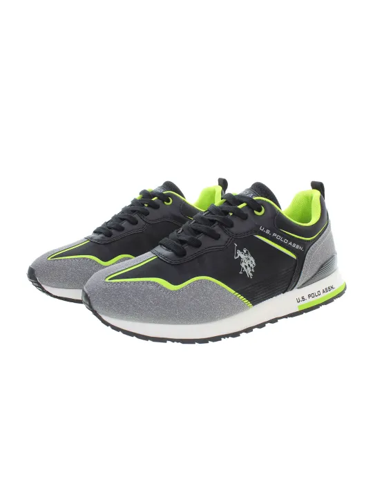 US Polo Schnürsneaker Schwarz Grau mit Kontrastdetails