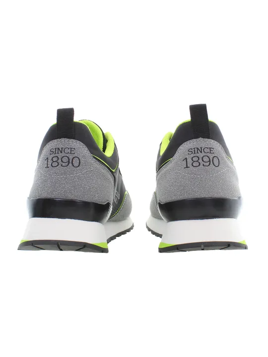US Polo Schnürsneaker Schwarz Grau mit Kontrastdetails