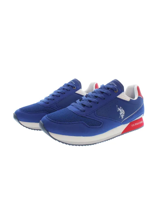 US Polo Blau Sneakers mit Kontrastdetails & Logo