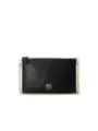 Schwarze Lederhandtasche mit Goldkette