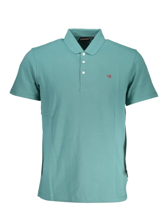 "Napapijri Poloshirts im Sale | Napapijri Poloshirt Grün mit Stickerei und 3 Knöpfen online kaufen"|Planet-Deluxe